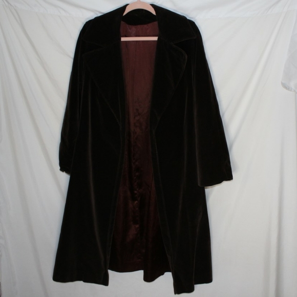 Vintage Jackets & Blazers - Vintage Unbranded Velvet Duster Coat Brown